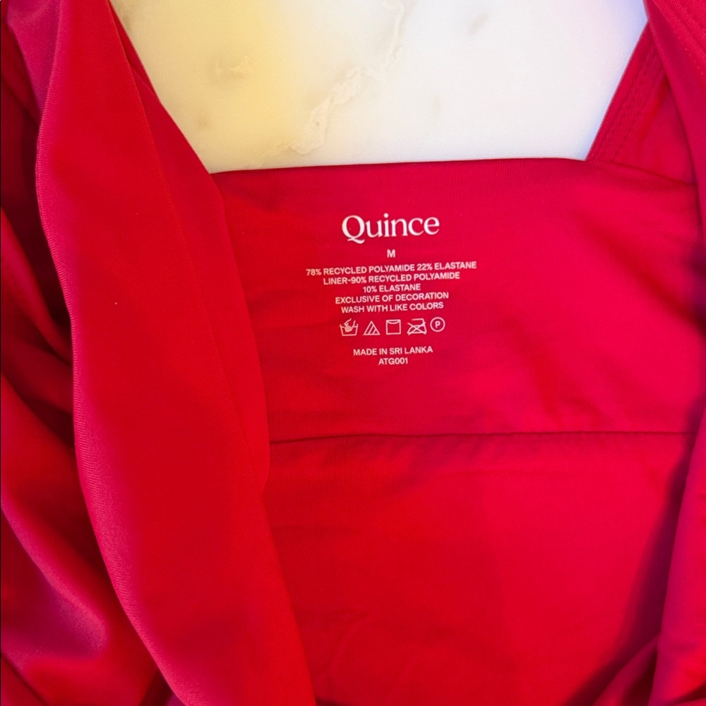 NWT Quince Cherry Red Women’s Italian Plunge One-Piece Swimsuit Sz XS S M L 🍒 - Picture 11 of 13